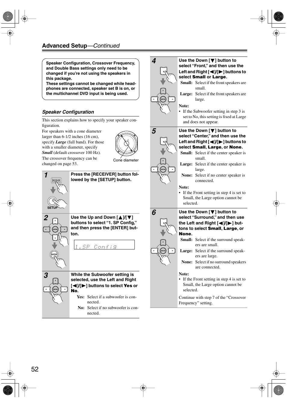 Advanced setup —continued | Onkyo HT-S590 User Manual | Page 52 / 60