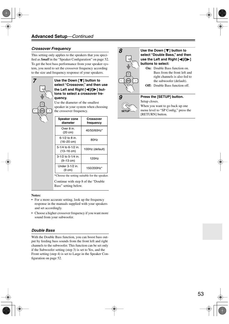 Advanced setup —continued | Onkyo HT-S590 User Manual | Page 53 / 60
