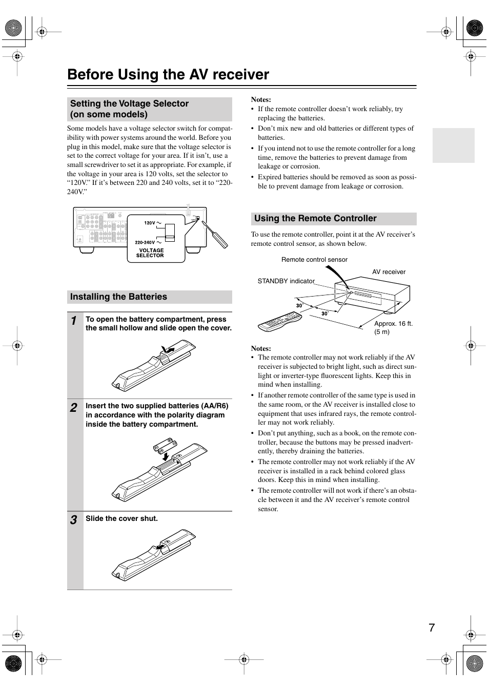 Before using the av receiver | Onkyo HT-S590 User Manual | Page 7 / 60