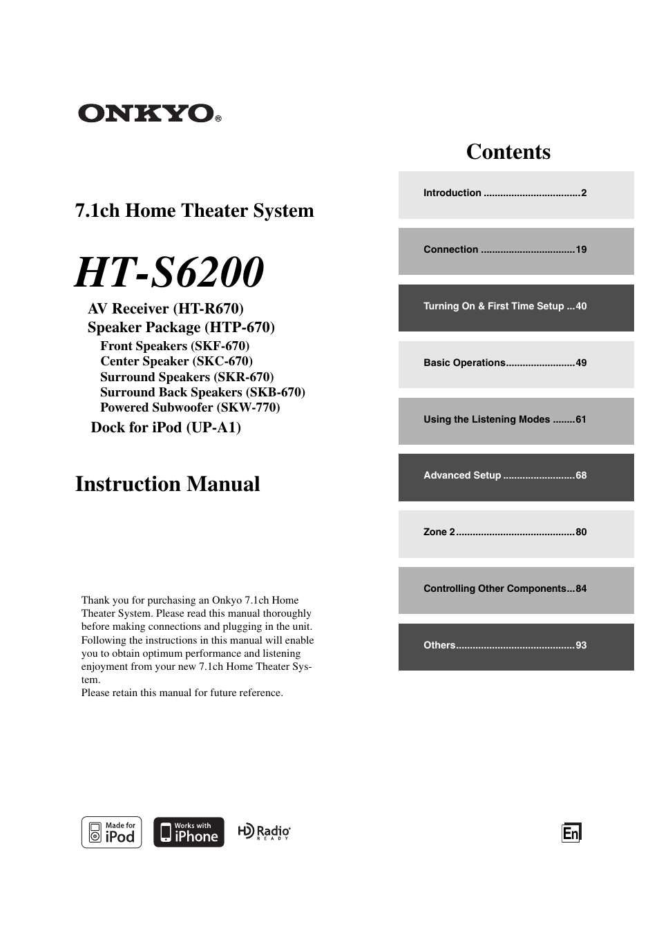 Onkyo 29344937 User Manual | 100 pages