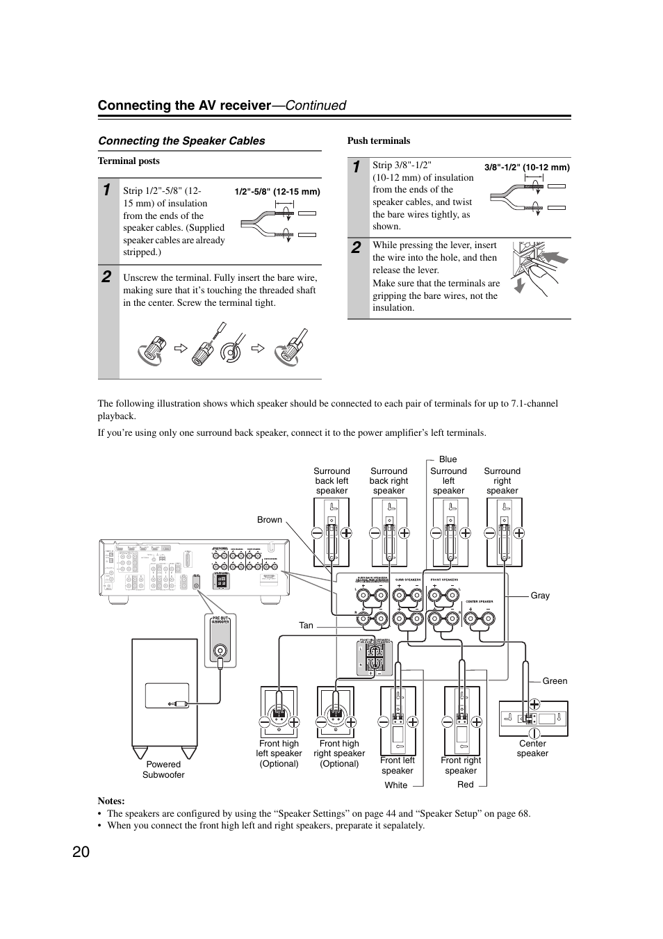 Connecting the av receiver —continued | Onkyo 29344937 User Manual | Page 20 / 100