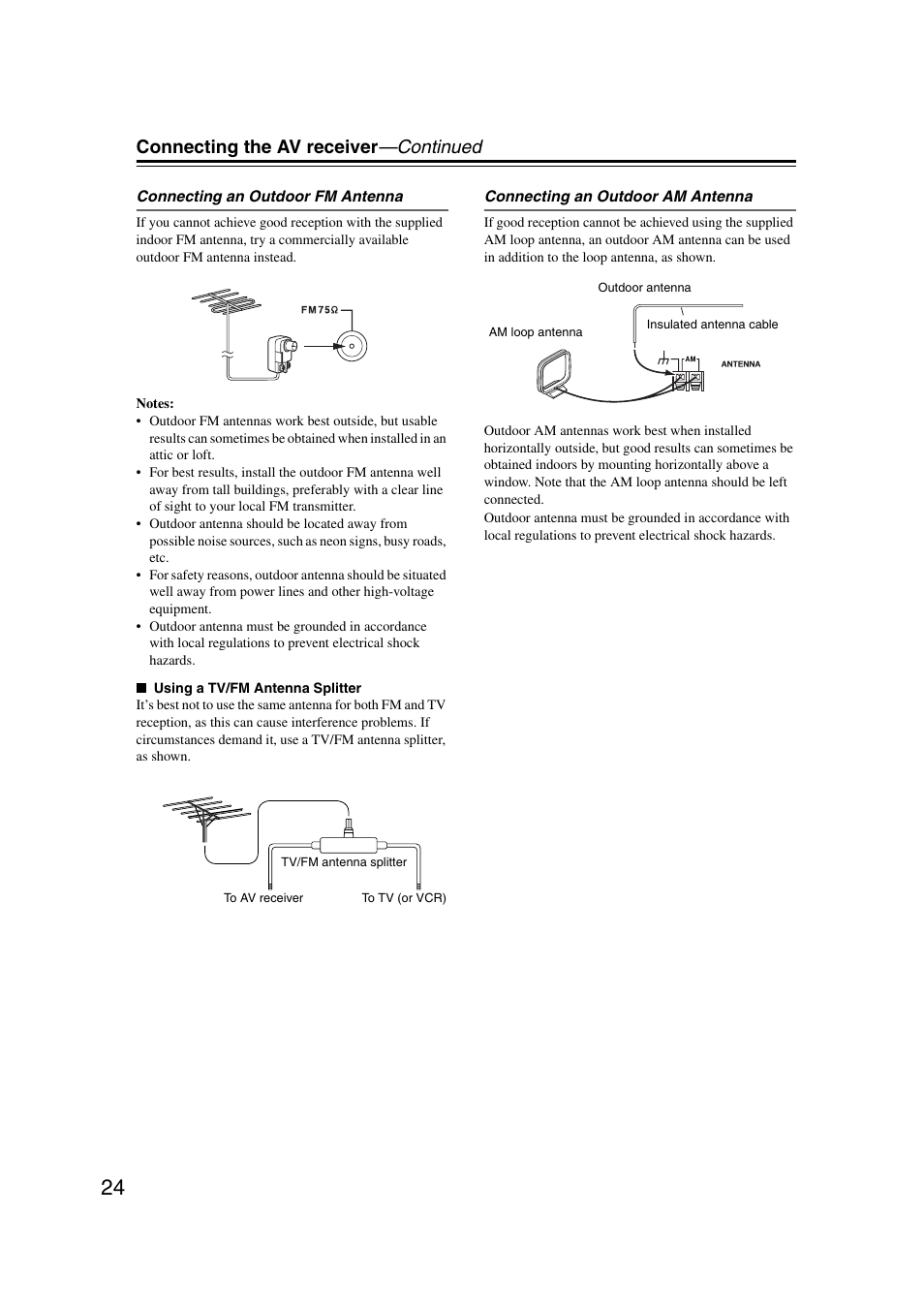 Connecting the av receiver —continued | Onkyo 29344937 User Manual | Page 24 / 100