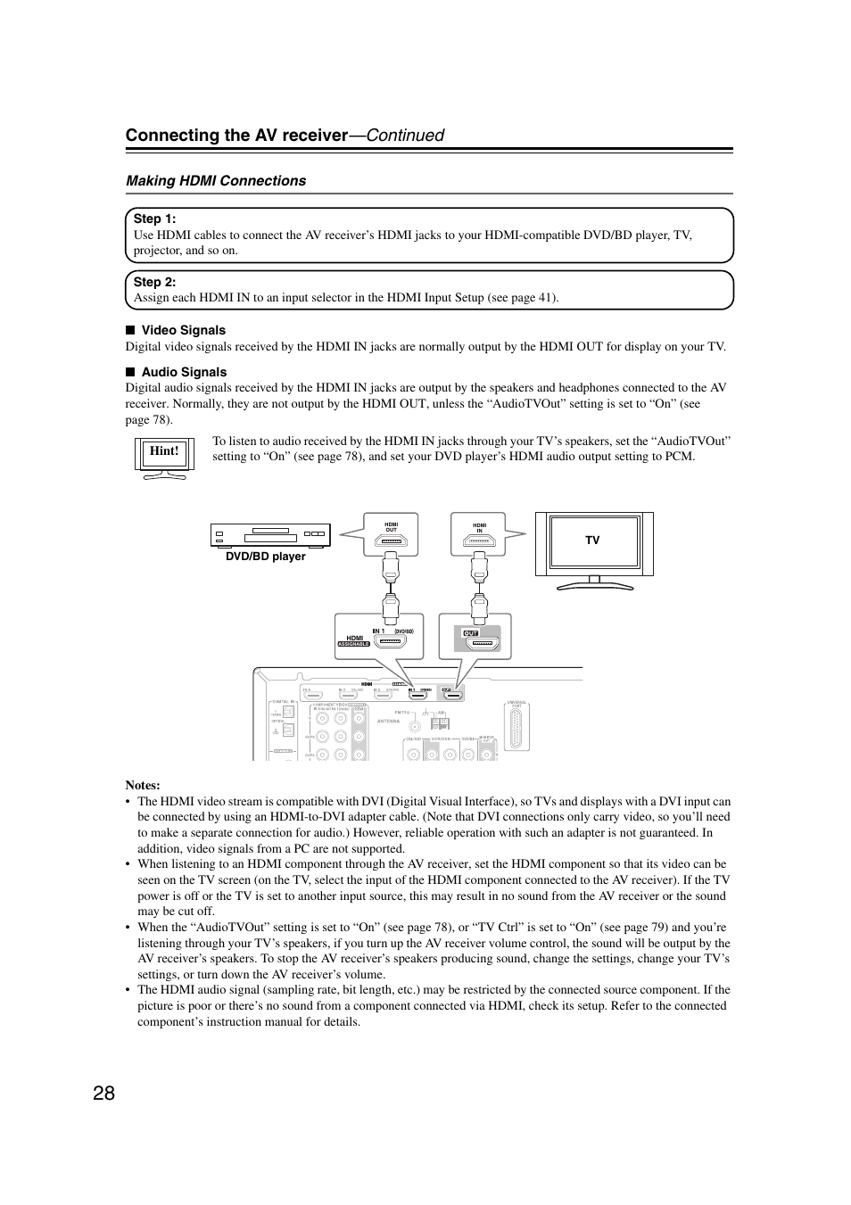 Connecting the av receiver —continued | Onkyo 29344937 User Manual | Page 28 / 100