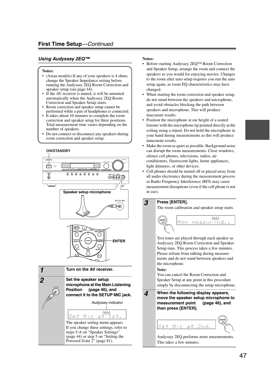 First time setup —continued | Onkyo 29344937 User Manual | Page 47 / 100