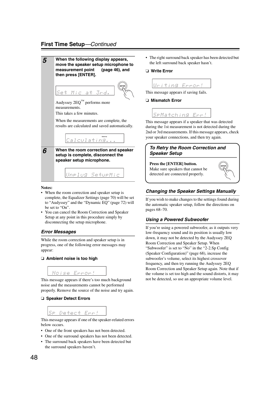 First time setup —continued | Onkyo 29344937 User Manual | Page 48 / 100