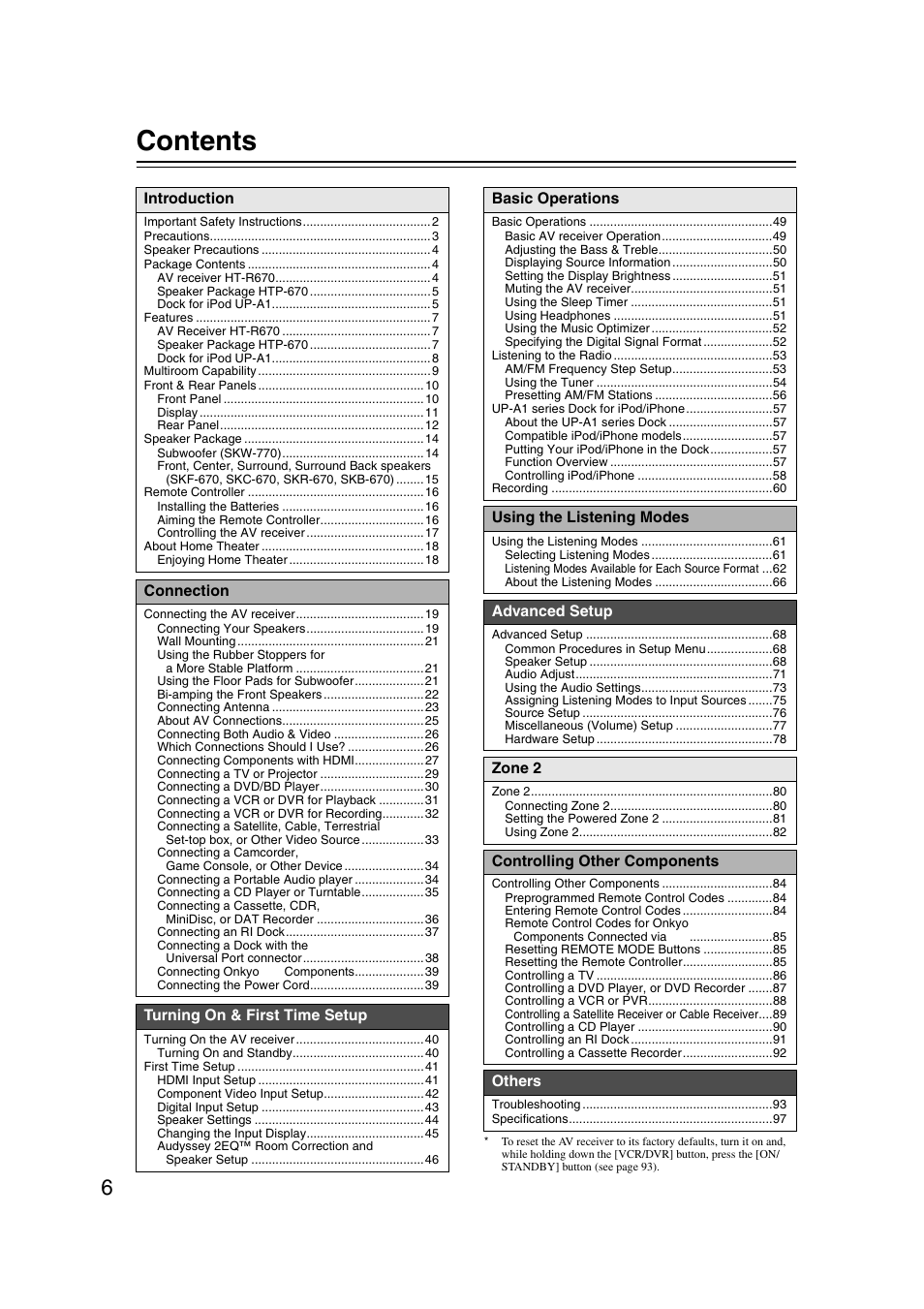 Onkyo 29344937 User Manual | Page 6 / 100