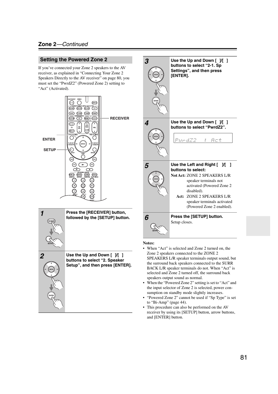 Setting the powered zone 2 | Onkyo 29344937 User Manual | Page 81 / 100
