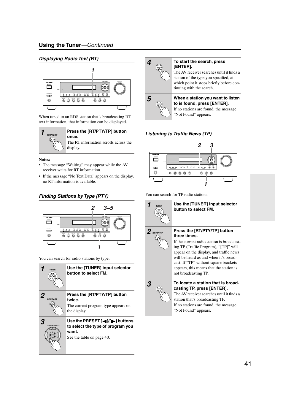 Utton (41, Using the tuner —continued | Onkyo HT-S580 User Manual | Page 41 / 60