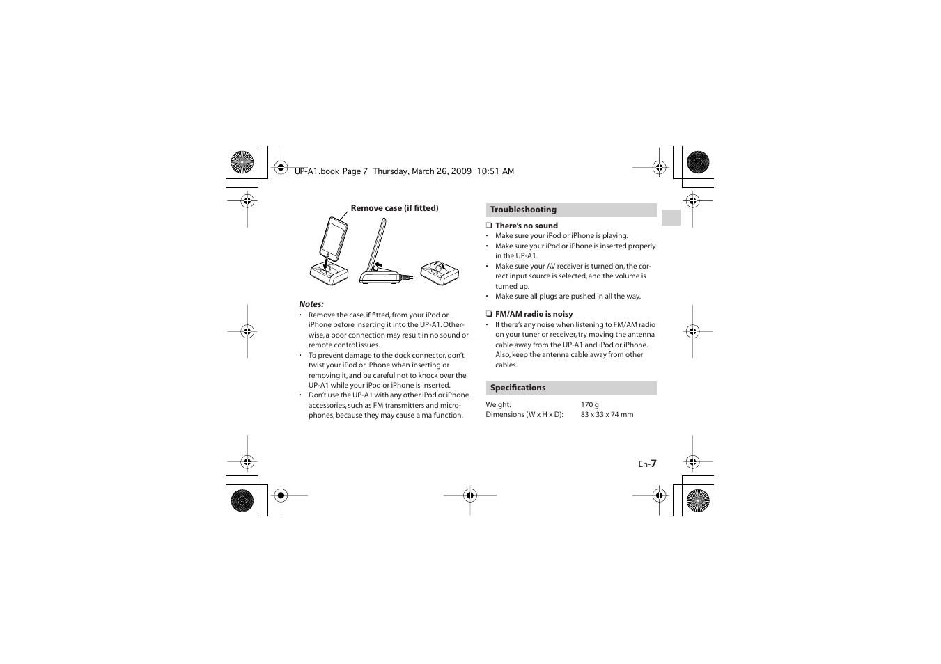 Onkyo UP-A1 User Manual | Page 7 / 76