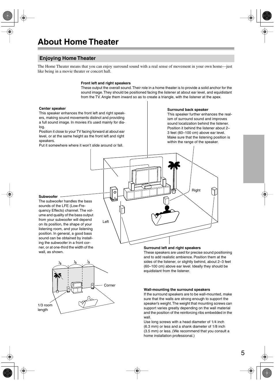 About home theater | Onkyo SKW-520 User Manual | Page 5 / 8
