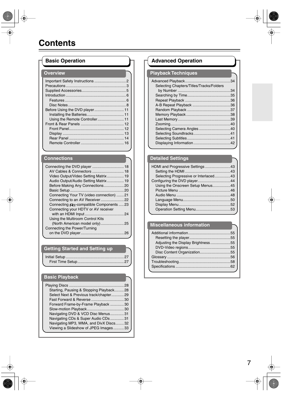 Onkyo DV SP504 User Manual | Page 7 / 64