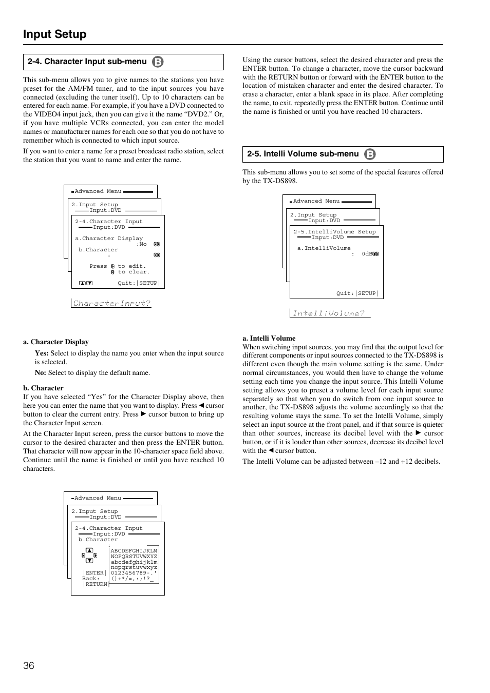 Input setup | Onkyo TX-DS898 User Manual | Page 36 / 72