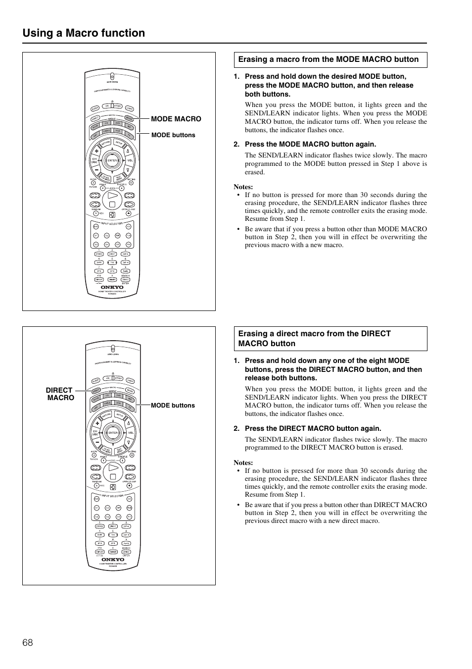 Using a macro function | Onkyo TX-DS898 User Manual | Page 68 / 72