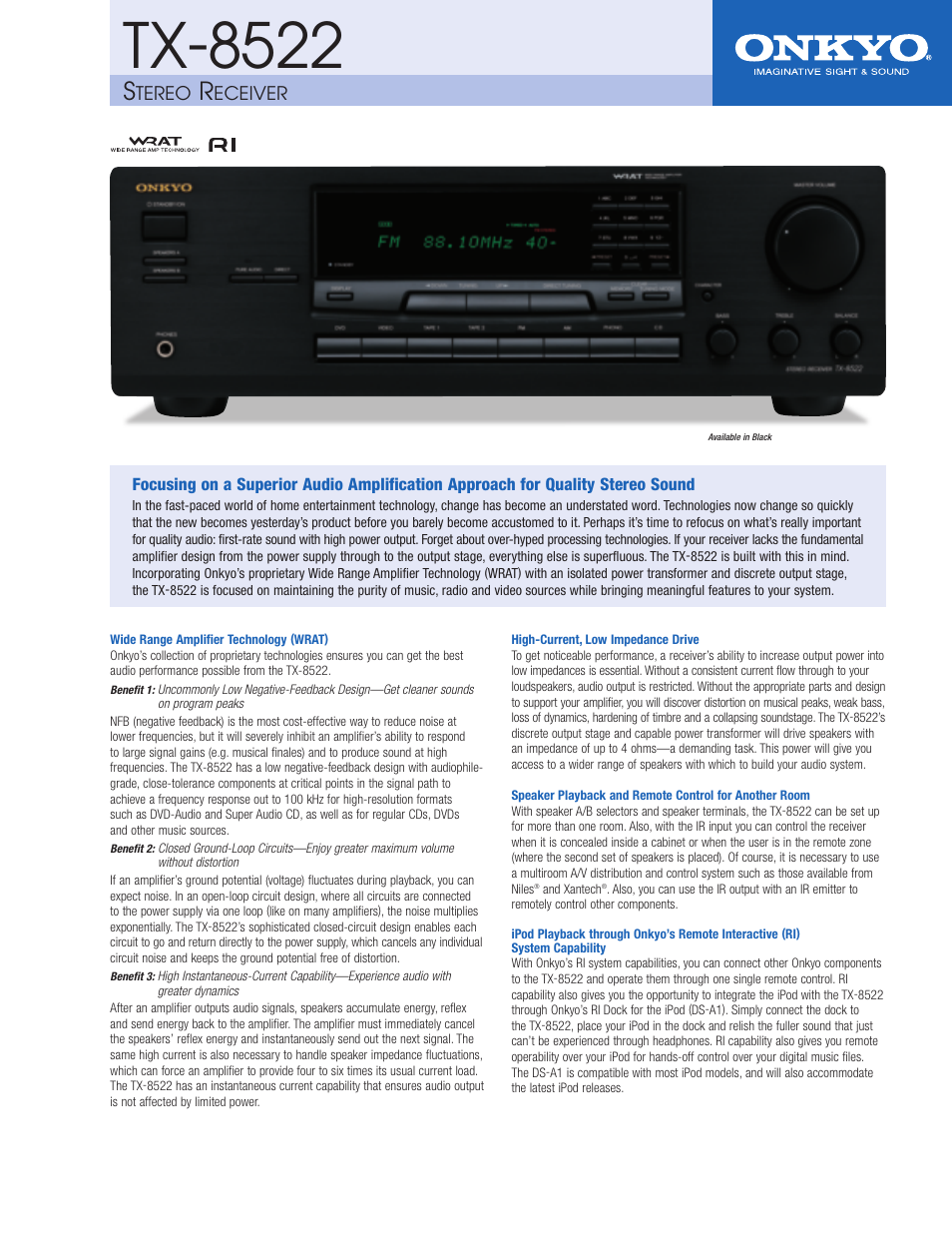 Onkyo TX-8522 User Manual | 2 pages