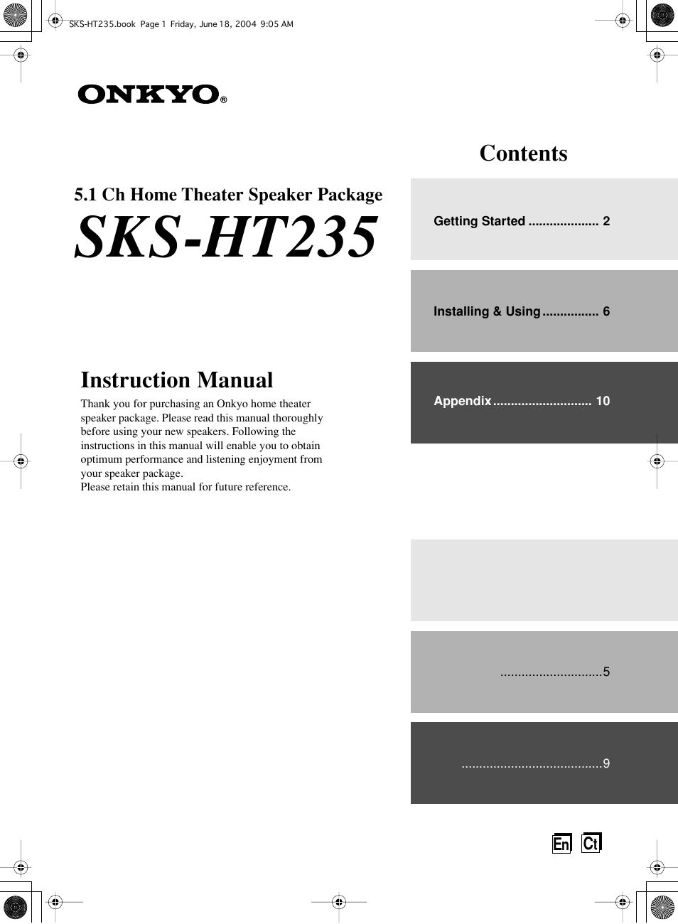 Onkyo SKS-HT235 User Manual | 24 pages