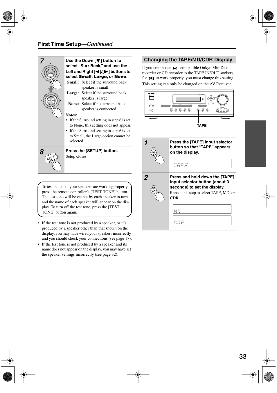 First time setup —continued | Onkyo TX-SR502 User Manual | Page 33 / 60