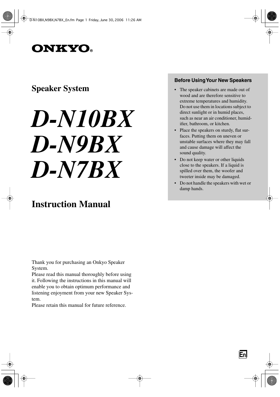 Onkyo D-N7BX User Manual | 4 pages