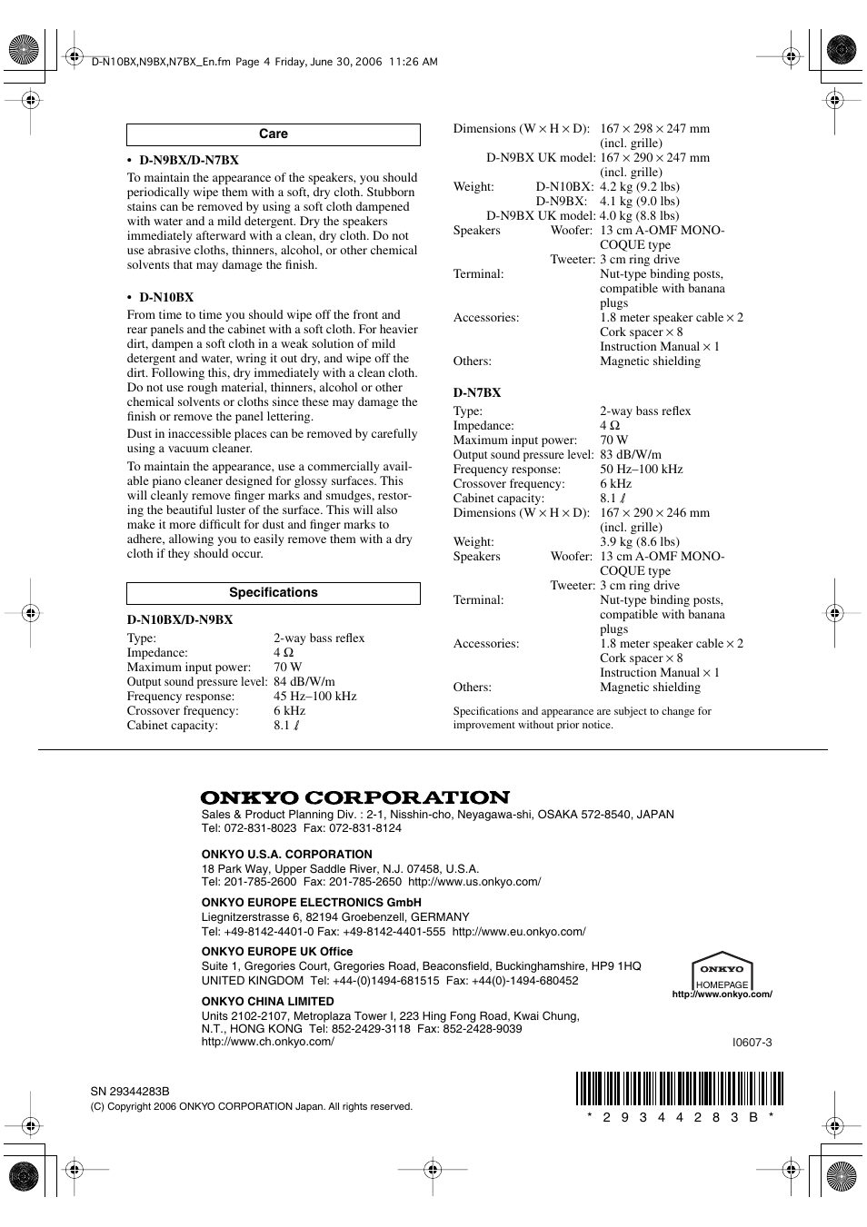 Onkyo D-N7BX User Manual | Page 4 / 4