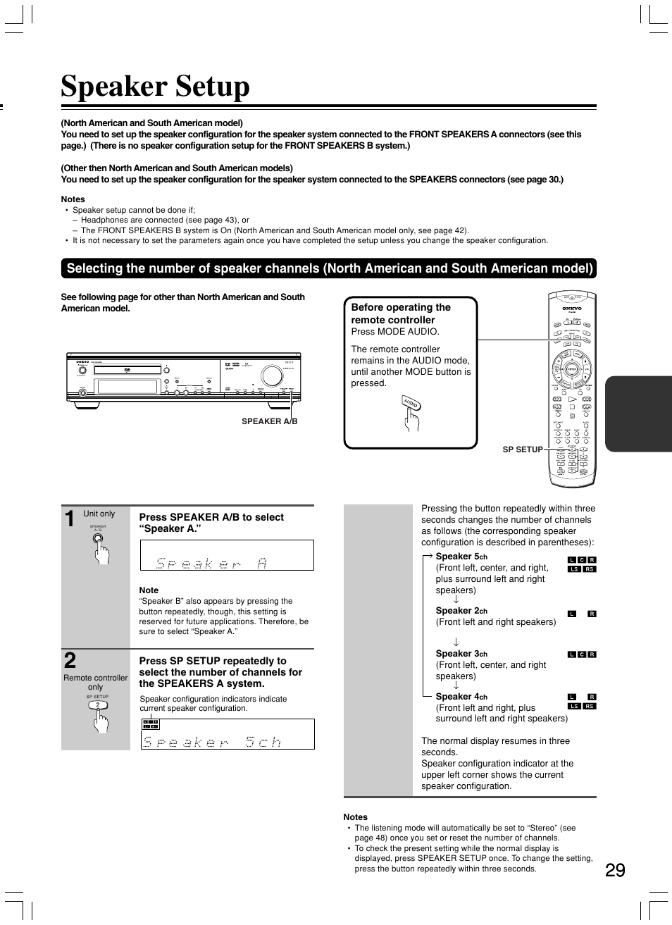 Speaker setup | Onkyo DR-S2.2 User Manual | Page 29 / 88