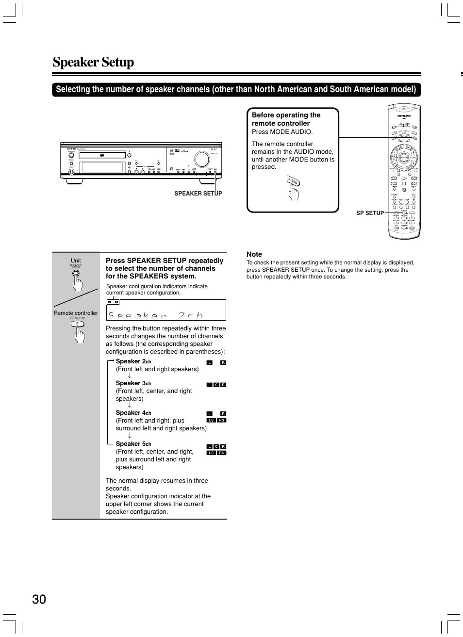 Speaker setup | Onkyo DR-S2.2 User Manual | Page 30 / 88