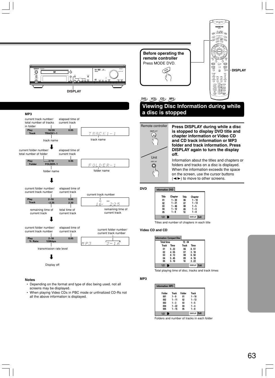 Before operating the remote controller | Onkyo DR-S2.2 User Manual | Page 63 / 88