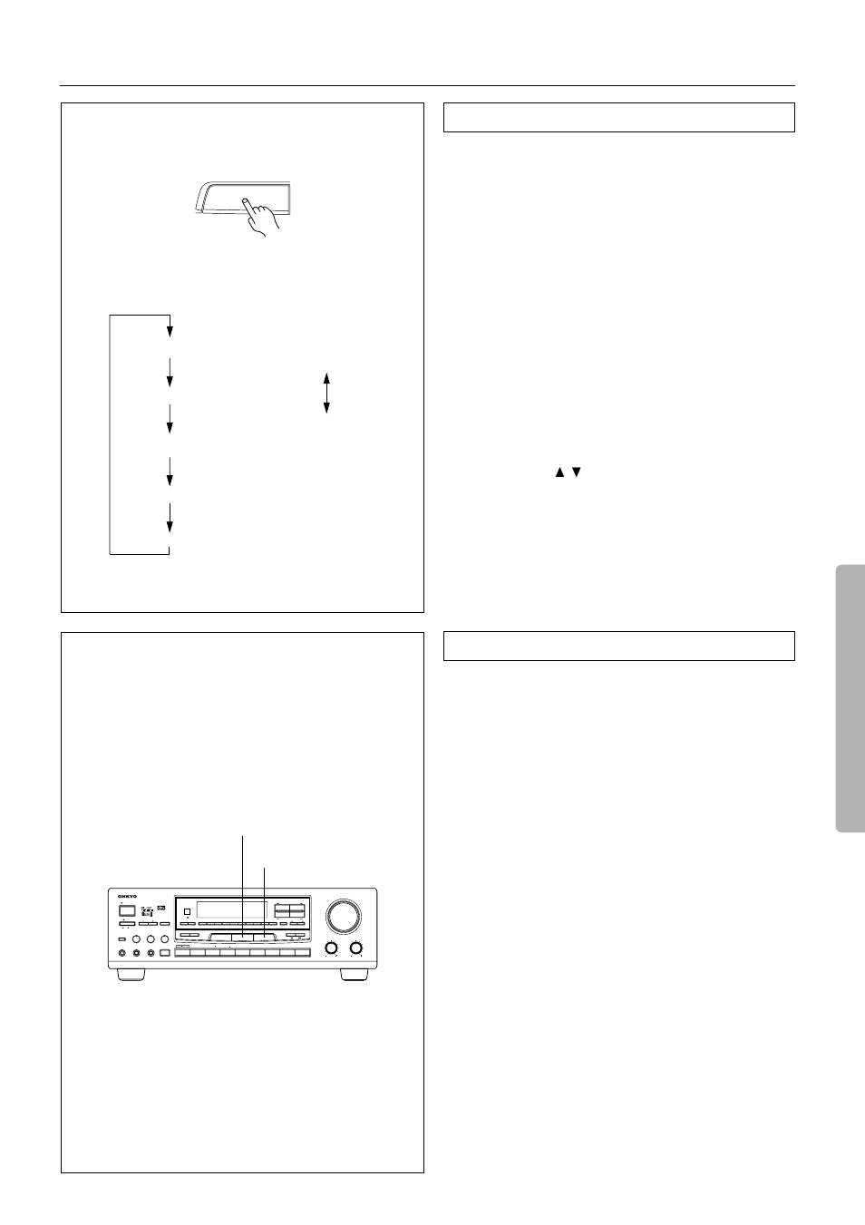 To enjoy surround mode or stereo mode, Press an input selector button to select the de, Press the surround mode button repeatedly until | Play the selected sound source, Press the chsel button to select a speaker, Press the level ¹/† buttons to adjust the level | Onkyo TX-SE550 User Manual | Page 21 / 36