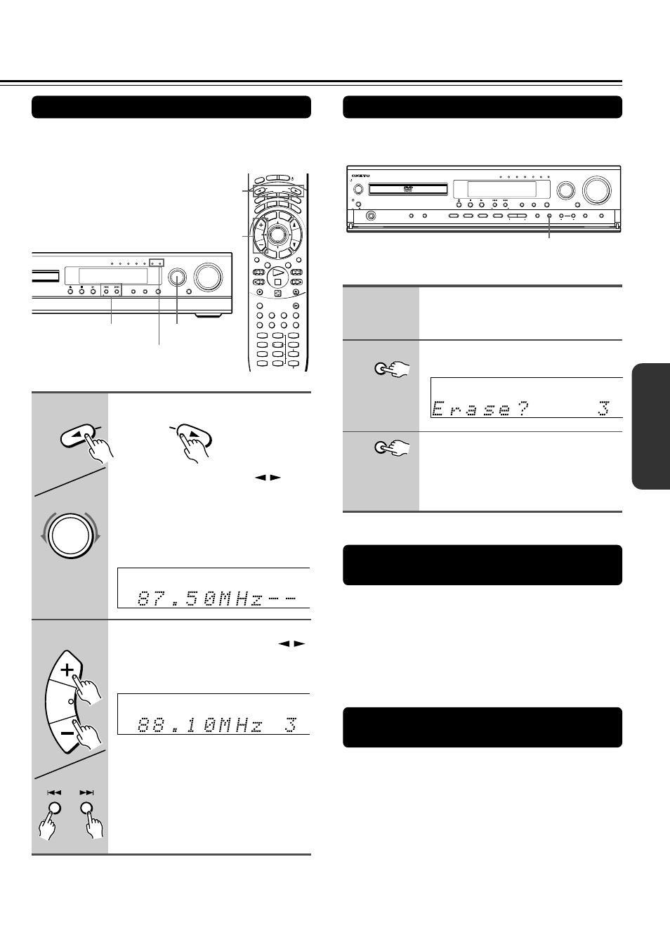 Selecting preset stations, See page 34, Erase?” appears in the display | The selected preset channel will be erased, Unit only, Tun unit | Onkyo DR-2000 User Manual | Page 29 / 72