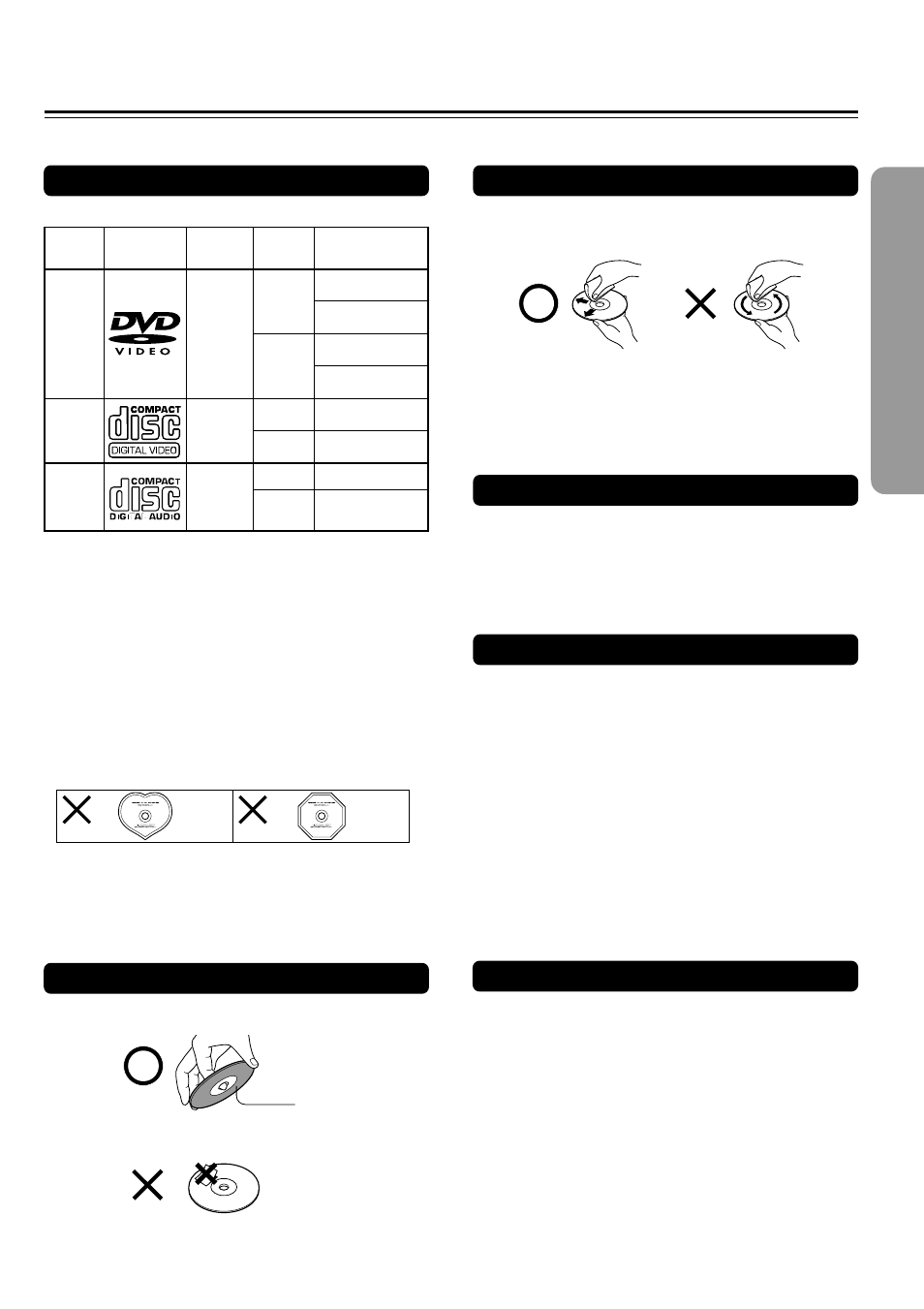 Cleaning discs, Storing discs, Handling discs | Playable discs, About video cds | Onkyo DR-2000 User Manual | Page 9 / 72