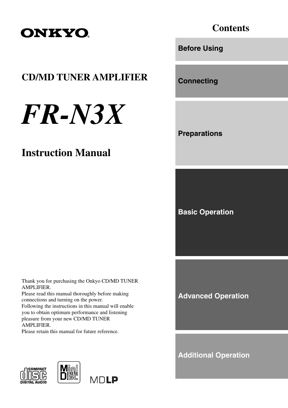 Onkyo FR-N3X User Manual | 72 pages