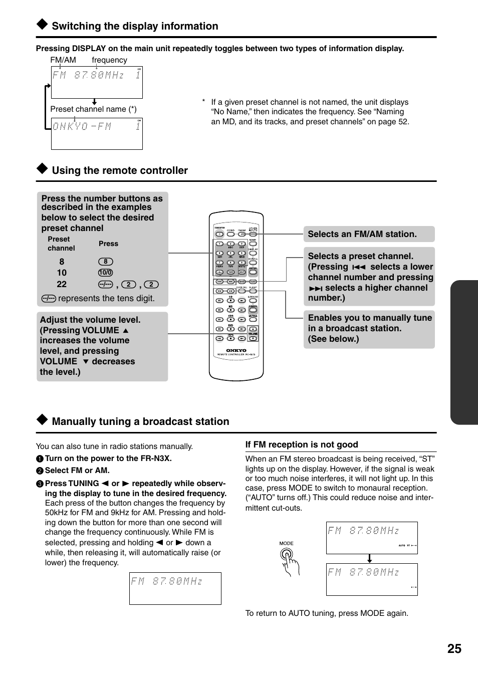 If fm reception is not good | Onkyo FR-N3X User Manual | Page 25 / 72