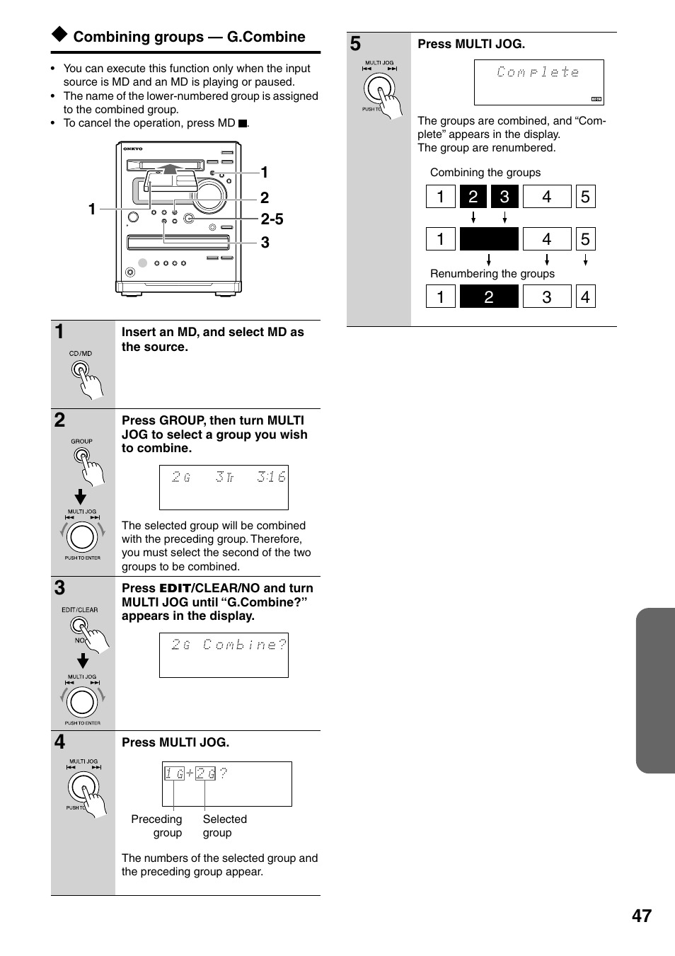 Combining groups — g.combine | Onkyo FR-N3X User Manual | Page 47 / 72