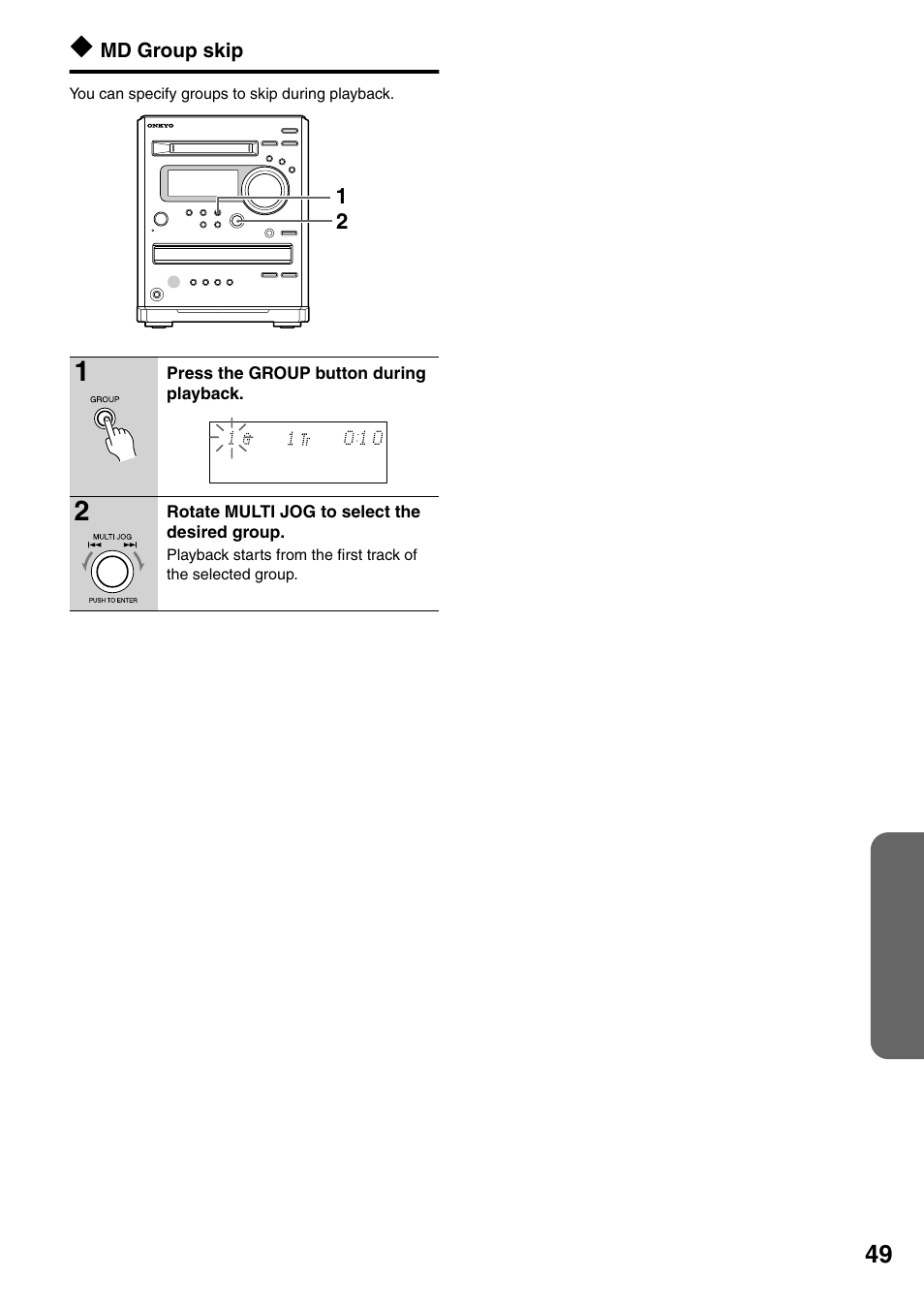 Md group skip | Onkyo FR-N3X User Manual | Page 49 / 72