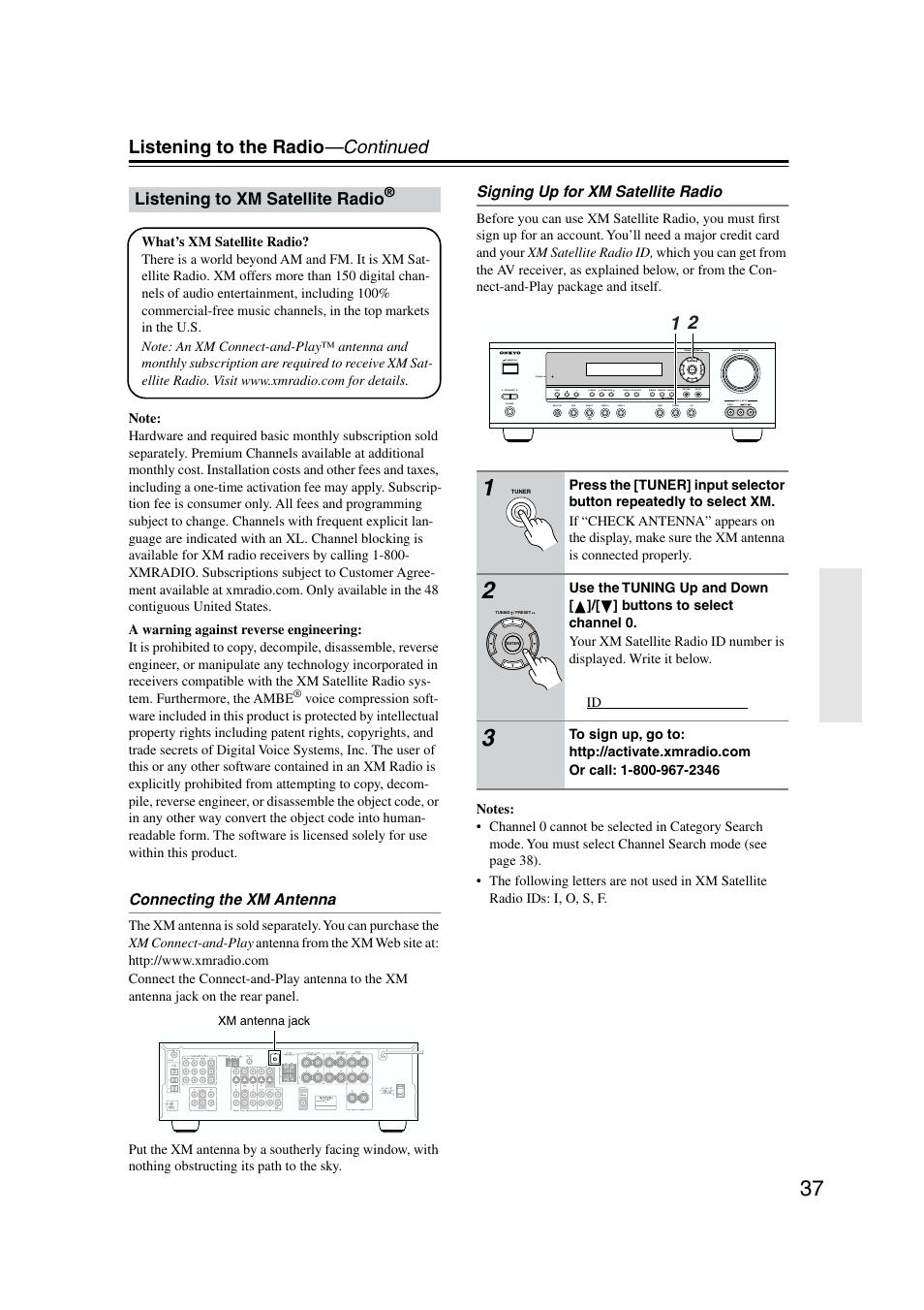 Listening to the radio —continued | Onkyo TX-SR573 User Manual | Page 37 / 79