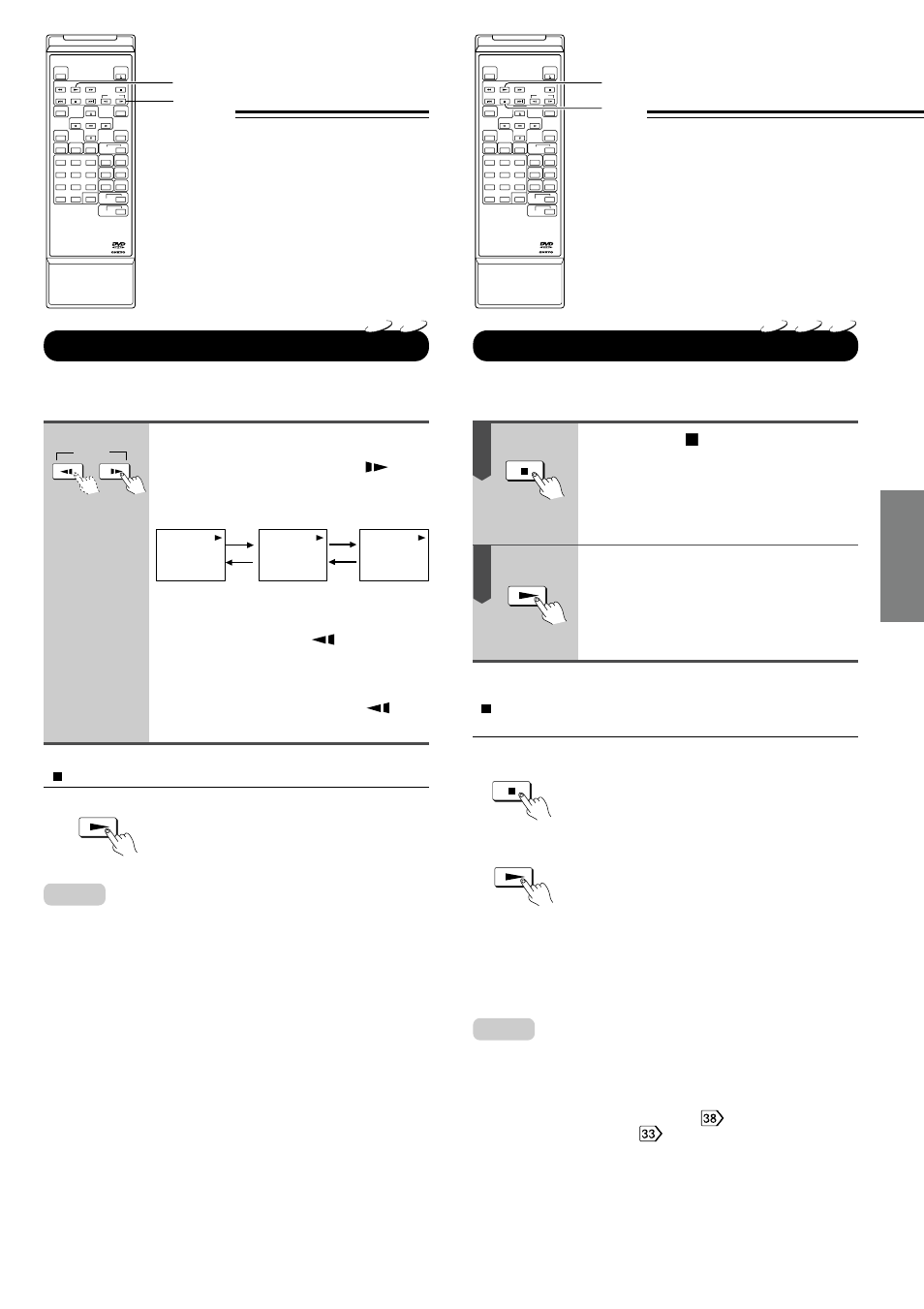 Playing in slow-motion, Resuming playback from the same location, Basic pla ybac k | Press slow during playback, Press play, The sound is muted during slow-motion playback, Play slow | Onkyo DV-S525 User Manual | Page 19 / 44