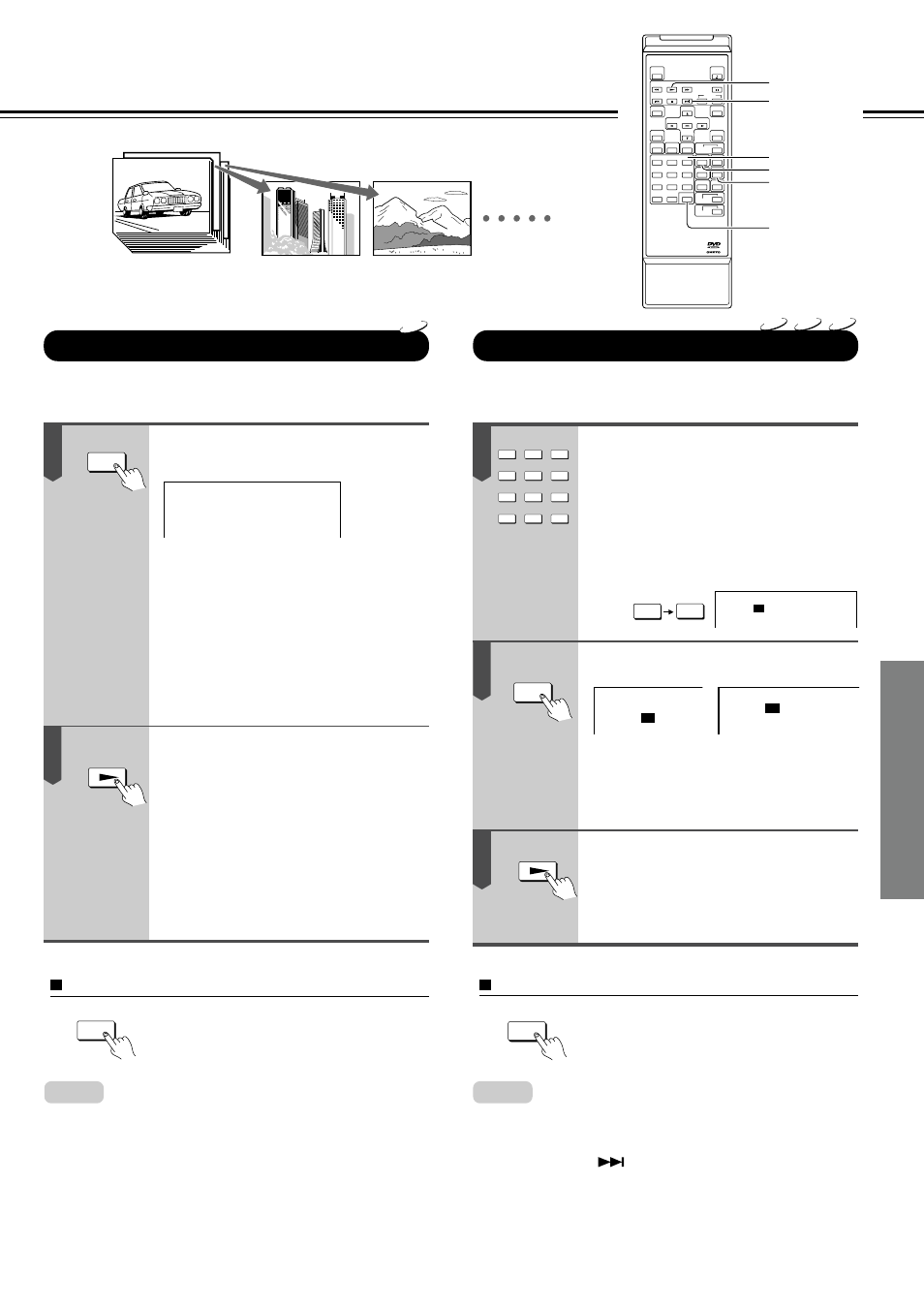 Playing in random order, Ad v anced pla ybac k to resume normal playback, Press random twice during stop | Press play, Press random during stop, Press clear | Onkyo DV-S525 User Manual | Page 25 / 44
