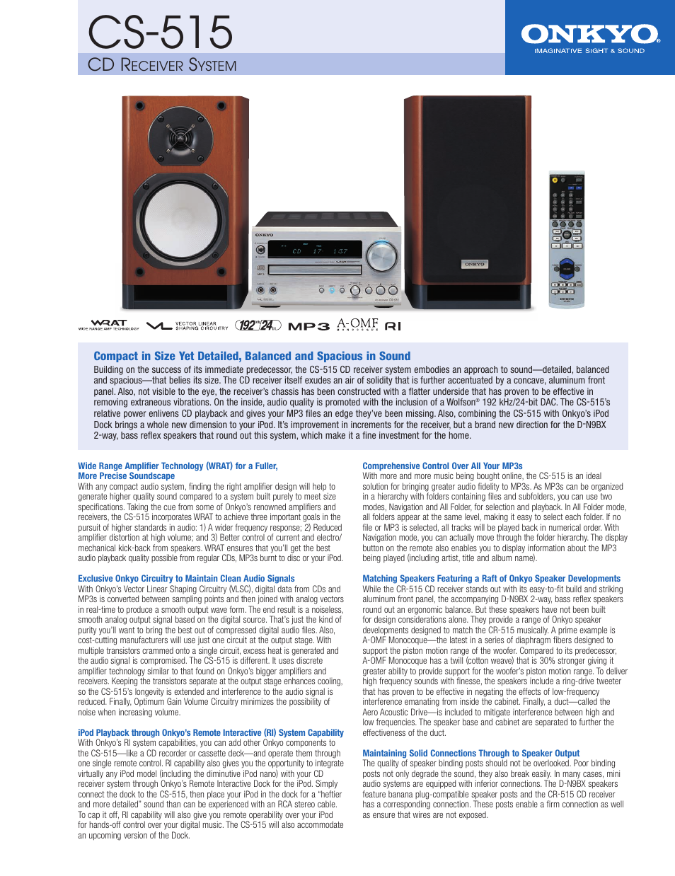 Onkyo CS-515 User Manual | 2 pages