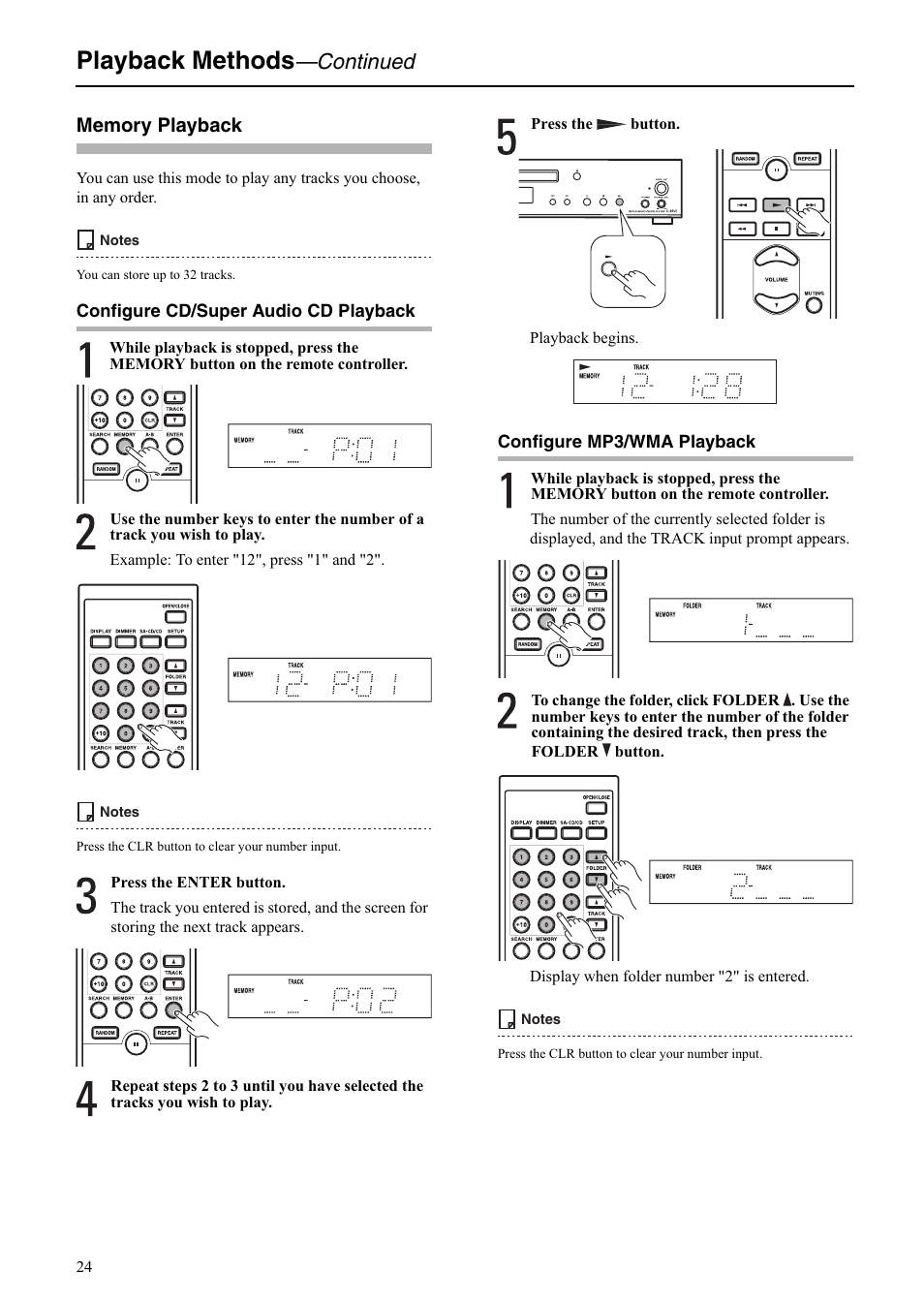 Playback methods, Continued | Onkyo C-S5VL User Manual | Page 24 / 36