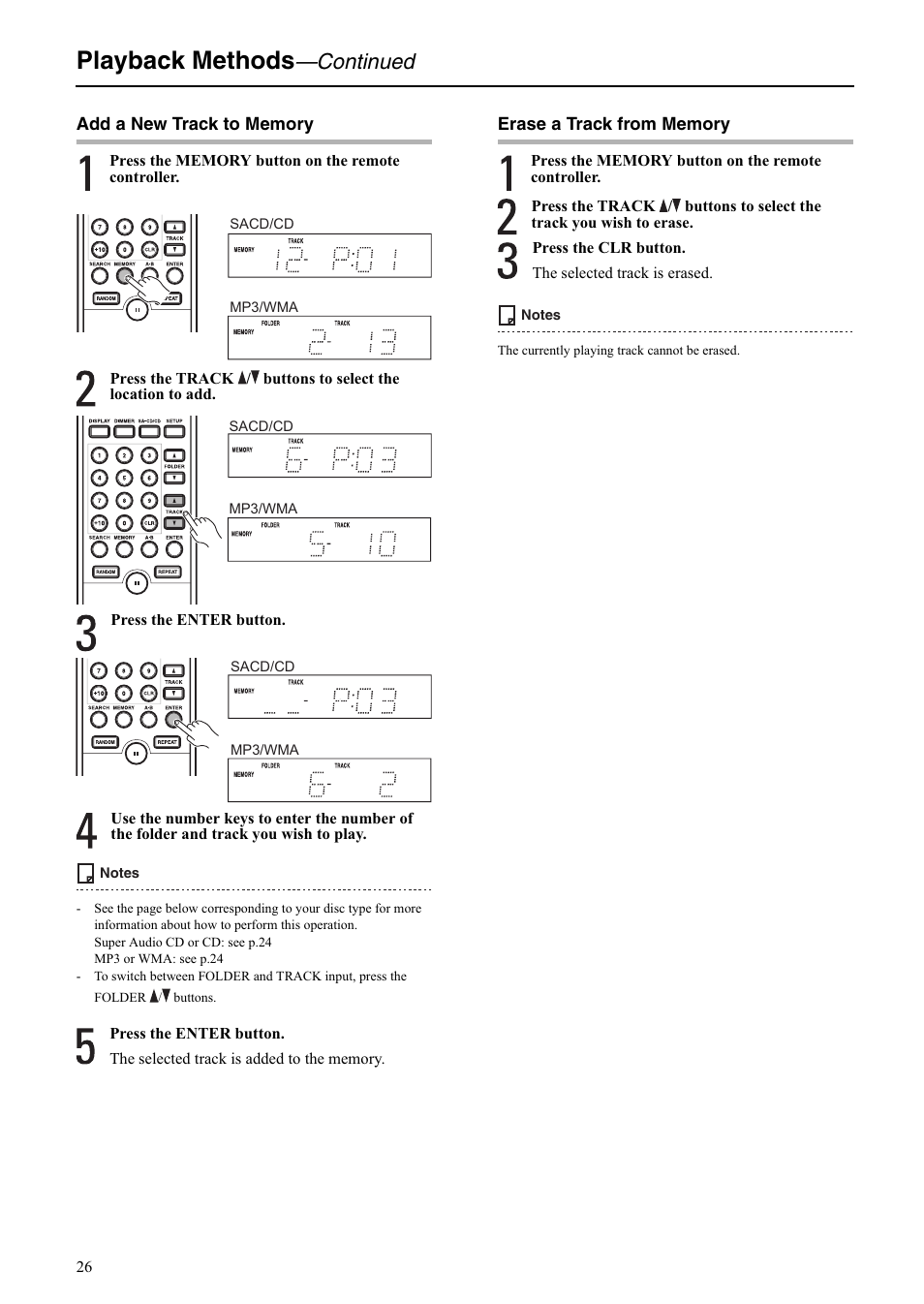 Playback methods, Continued | Onkyo C-S5VL User Manual | Page 26 / 36