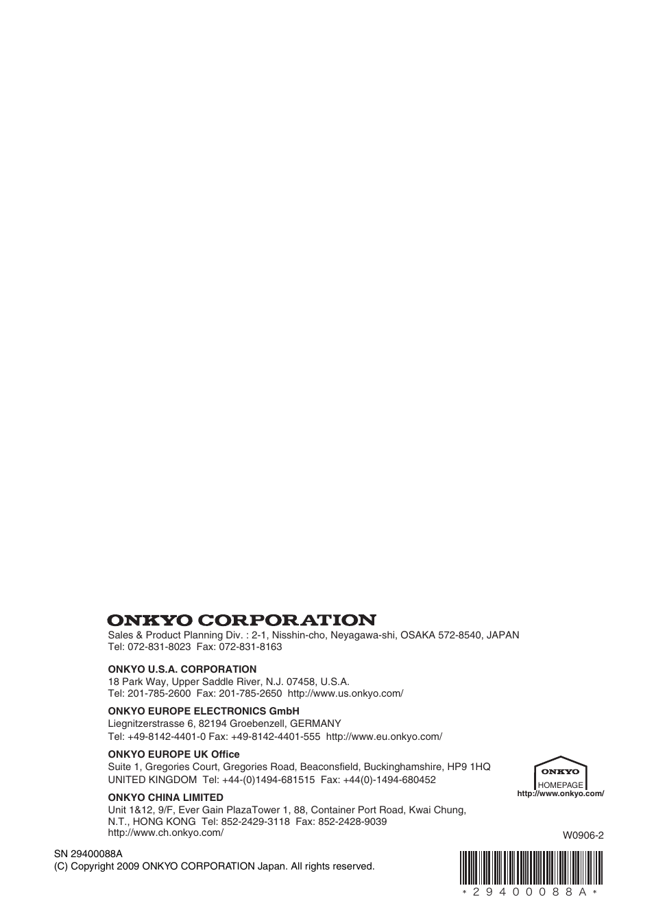 Onkyo C-S5VL User Manual | Page 36 / 36