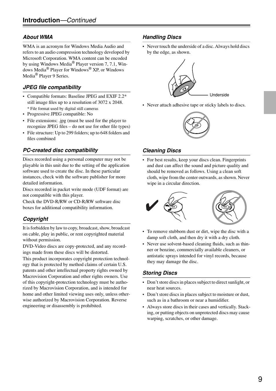 Introduction —continued | Onkyo DV-SP402E User Manual | Page 9 / 56