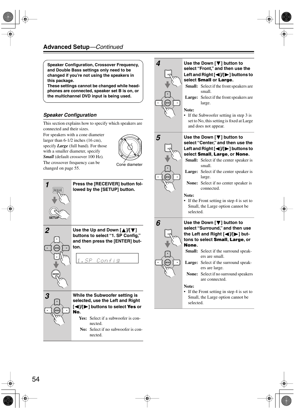 Advanced setup —continued | Onkyo SKF-540F User Manual | Page 54 / 80