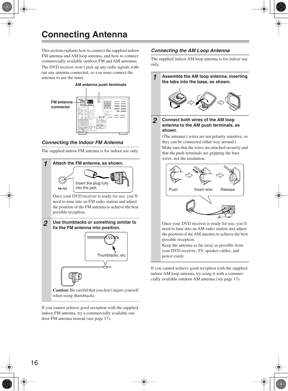 Connecting antenna | Onkyo DR-815 User Manual | Page 16 / 84