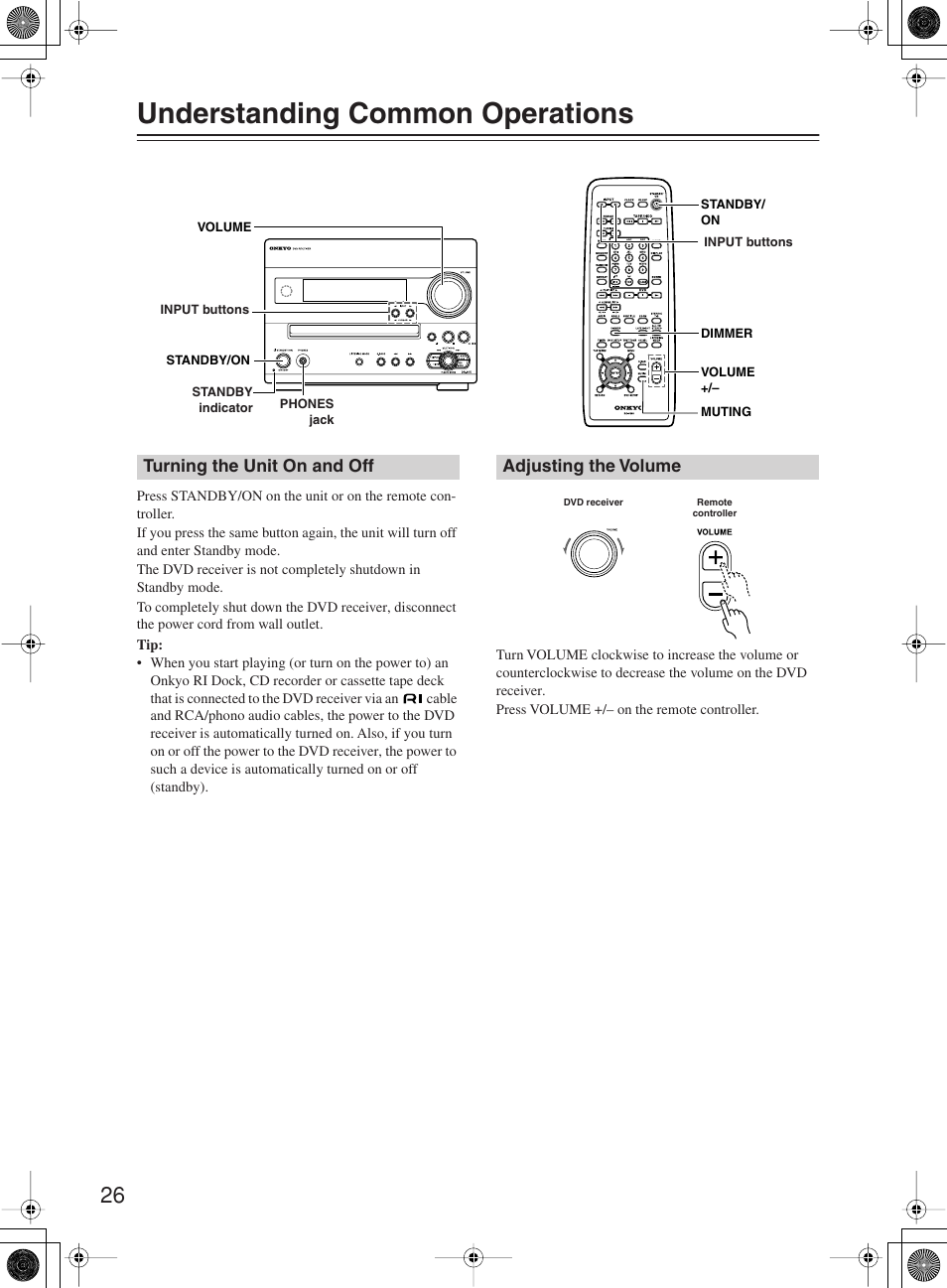 Understanding common operations | Onkyo DR-815 User Manual | Page 26 / 84