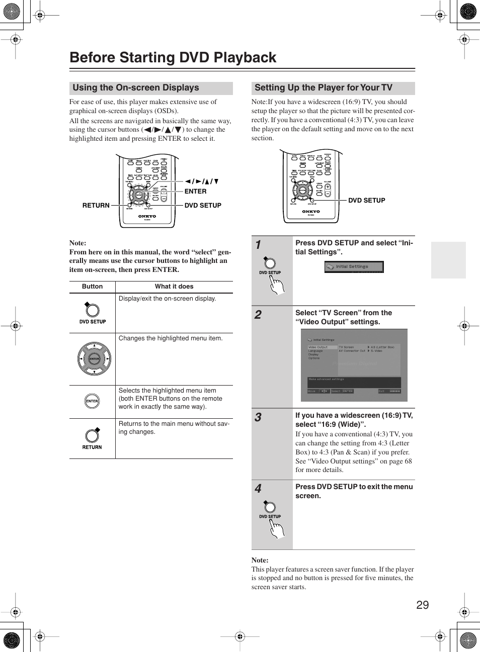 Before starting dvd playback | Onkyo DR-815 User Manual | Page 29 / 84