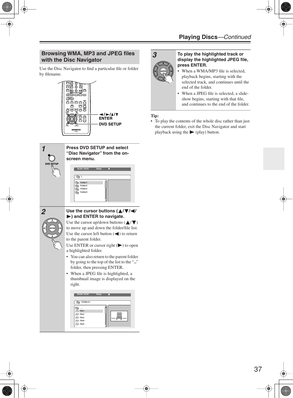 Playing discs —continued | Onkyo DR-815 User Manual | Page 37 / 84