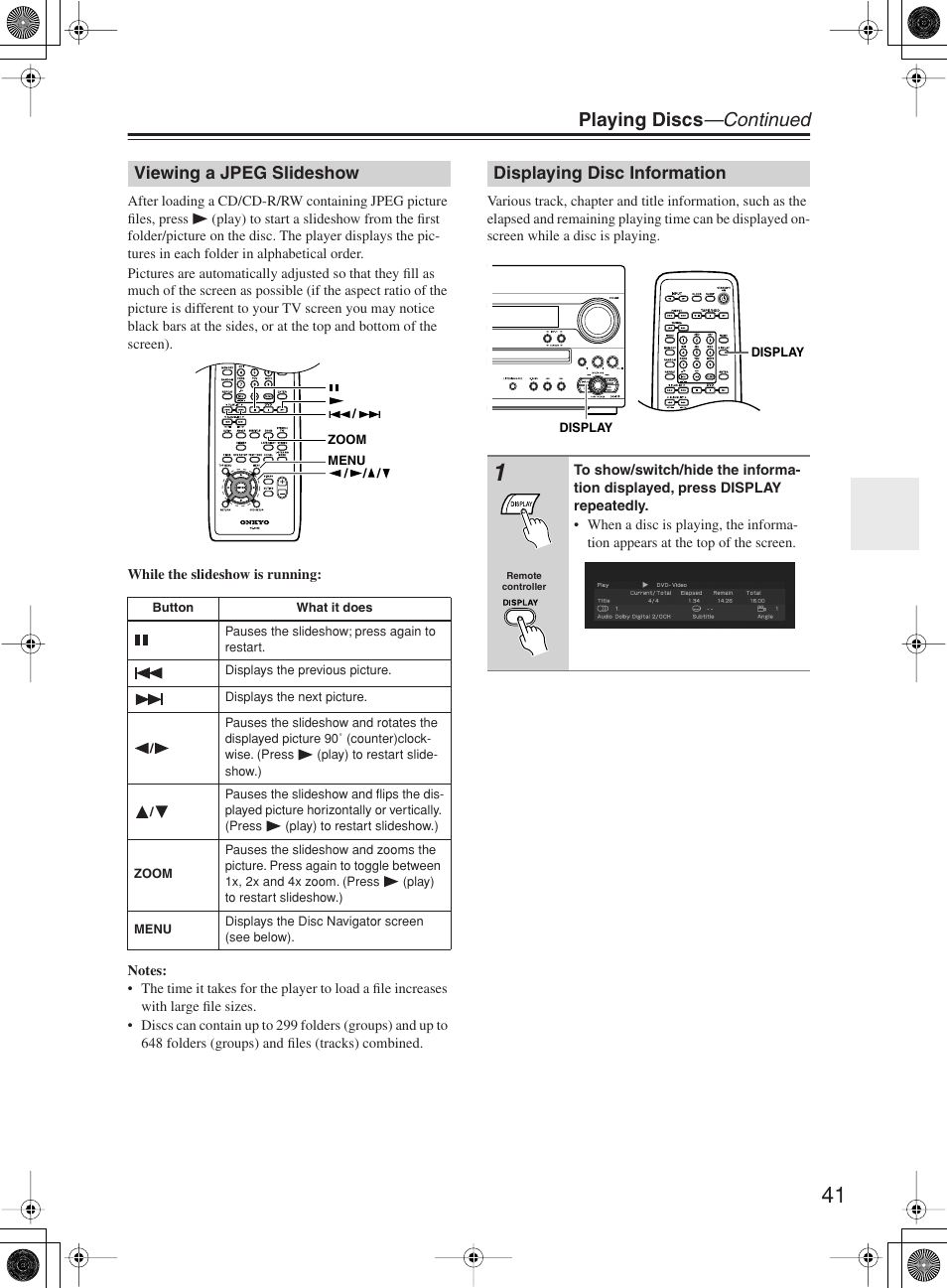 Playing discs —continued | Onkyo DR-815 User Manual | Page 41 / 84