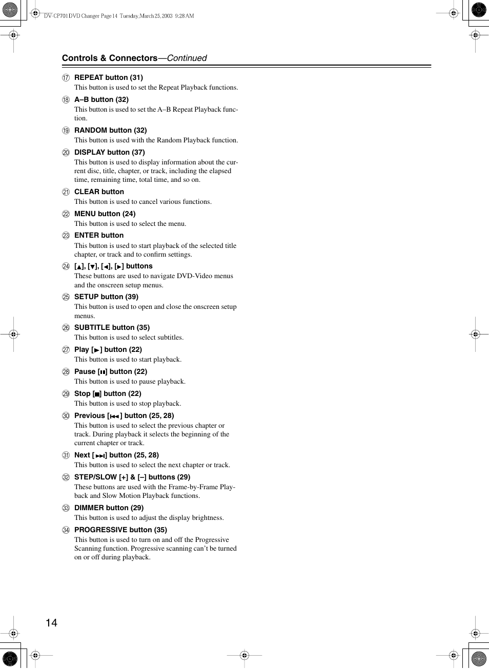 Onkyo DV-CP701 User Manual | Page 14 / 48