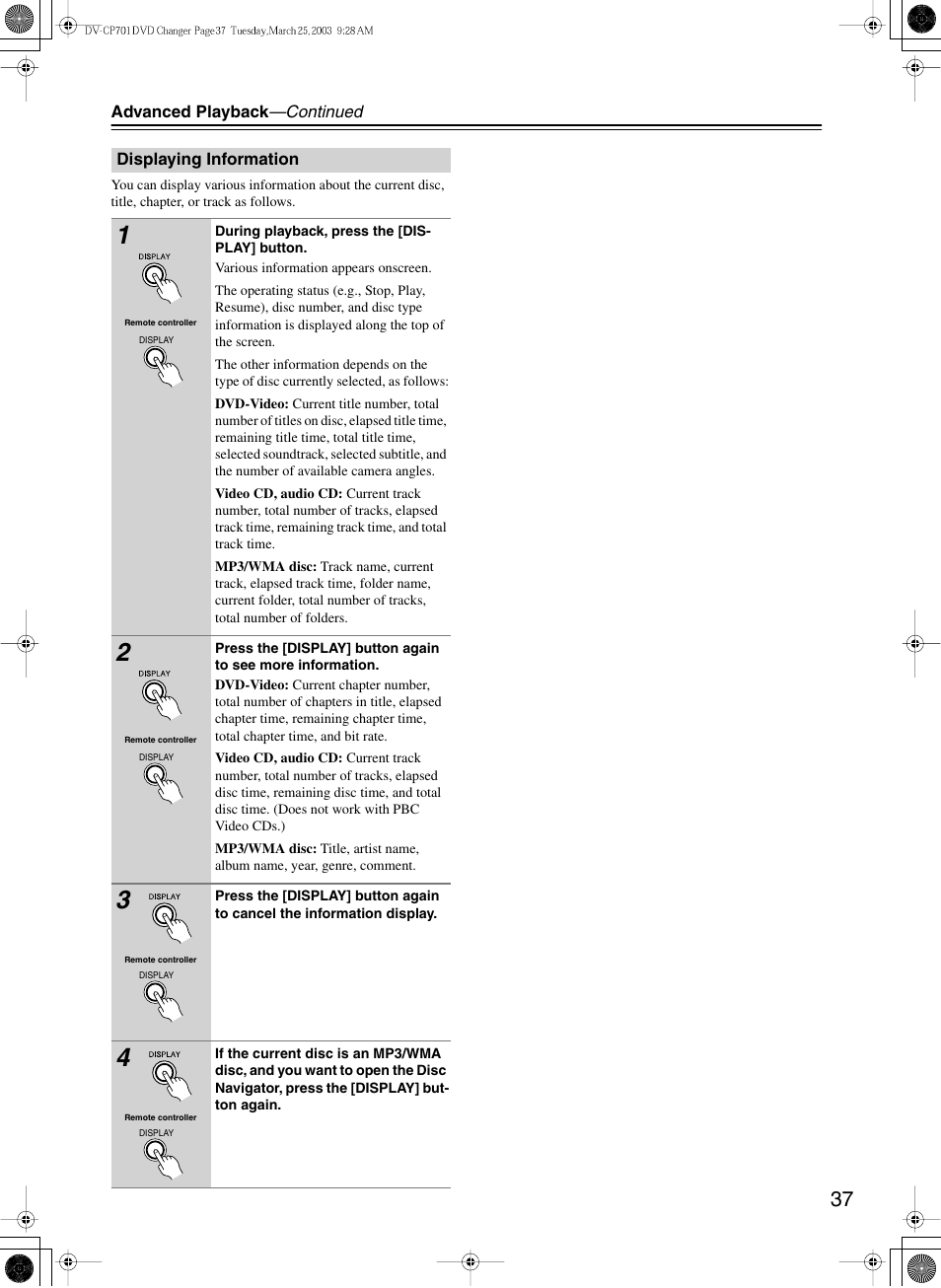 Onkyo DV-CP701 User Manual | Page 37 / 48