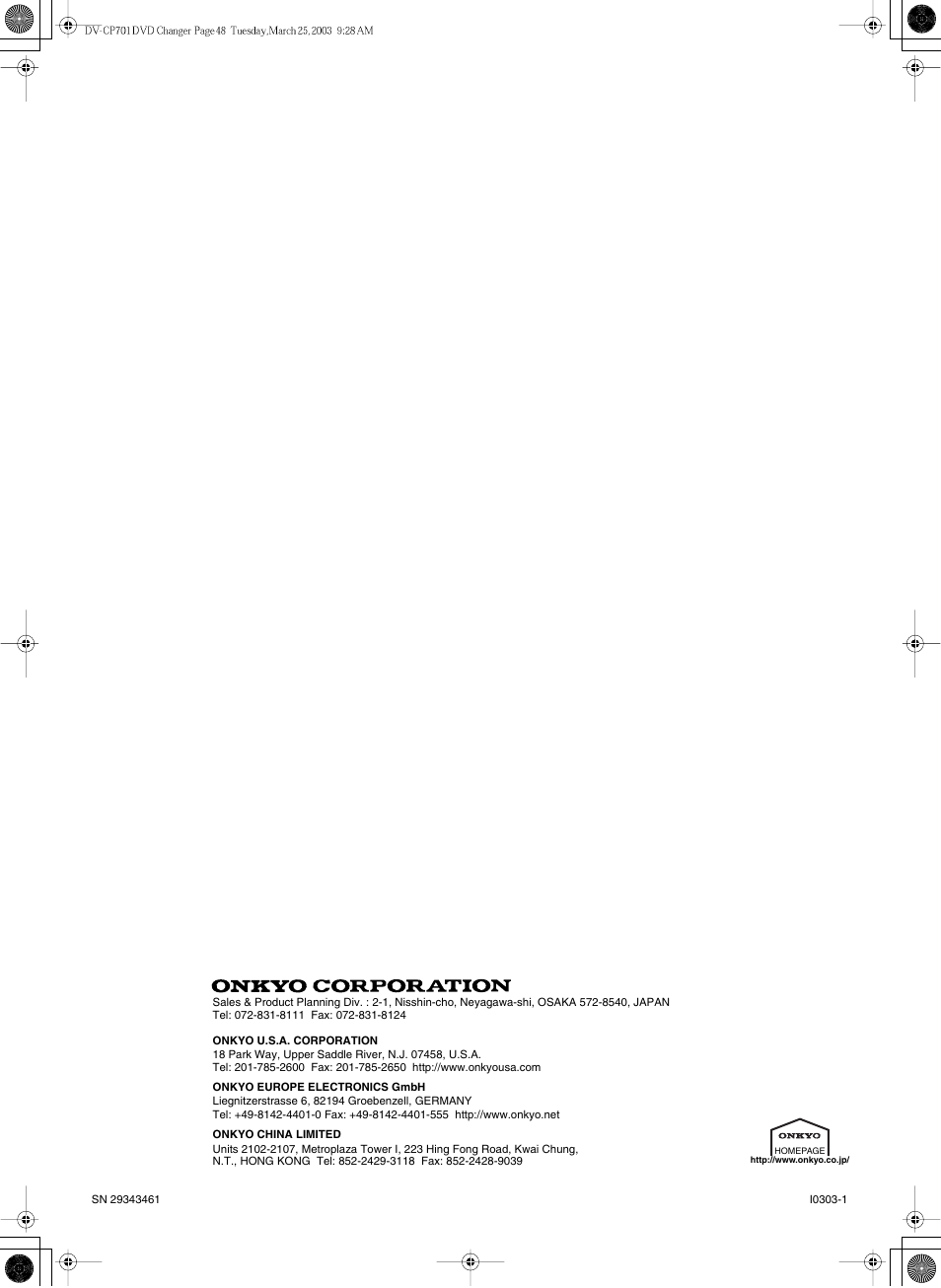 Onkyo DV-CP701 User Manual | Page 48 / 48