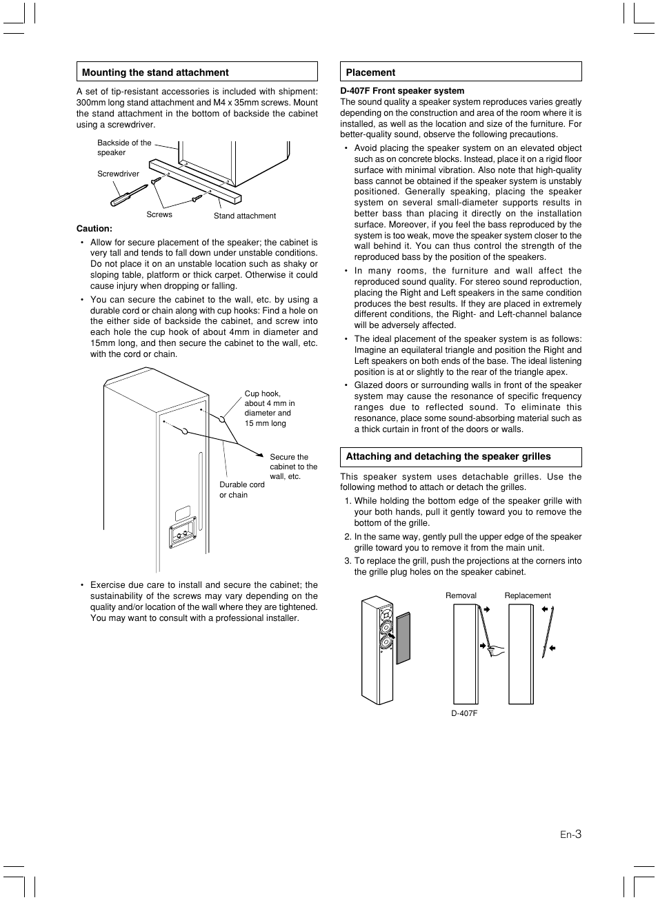 Onkyo D-407F User Manual | Page 3 / 8